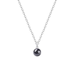 Premium Natural Magnetic Hematite Bead Pendant 925 Silver Plated Necklace