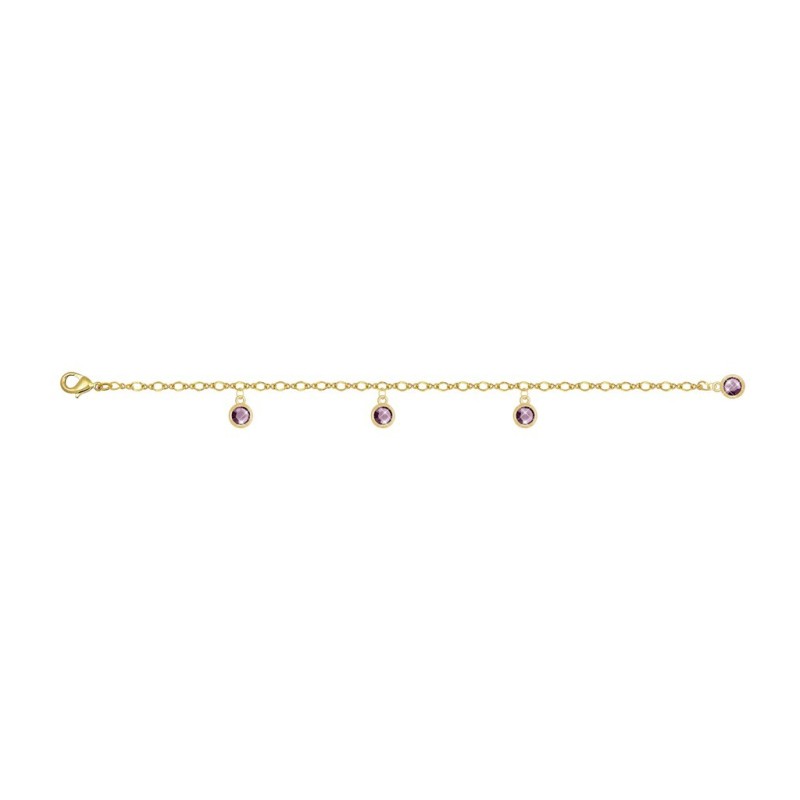 Amethyst Gold Plated Bracelet Embellished with Austrian Crystals