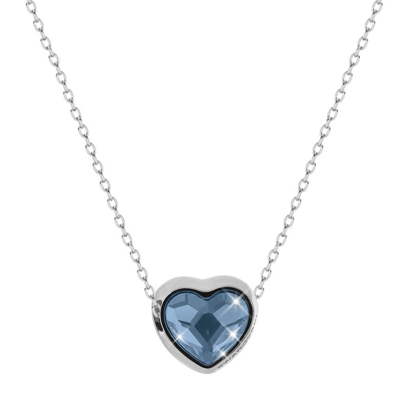 BeCharmed Heart Denim Blue Bead Steel Choker Embellished with Premium Grade Austrian Crystals