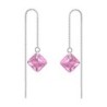 October Birthstone Rose Princess Cut Premium Austrian Crystal 18K White Gold Plated Thread Dangling Earrings