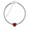 BeCharmed Heart Light Siam Bead Bracelet Embellished with Premium Grade Austrian Crystal