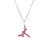 Rose Dragonfly Pave Stainless Steel Pendant Necklace Embellished with Premium Grade Austrian Crystal