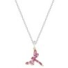 Rose Dragonfly Pave Stainless Steel Pendant Necklace Embellished with Premium Grade Austrian Crystal