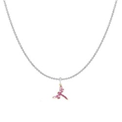 Rose Dragonfly Pave Stainless Steel Pendant Necklace Embellished with Premium Grade Austrian Crystal