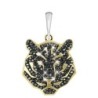 Jet Tiger Pave Stainless Steel Pendant Necklace Embellished with Premium Grade Austrian Crystals