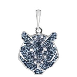 Montana Tiger Pave Stainless Steel Pendant Necklace Embellished with Premium Grade Austrian Crystals