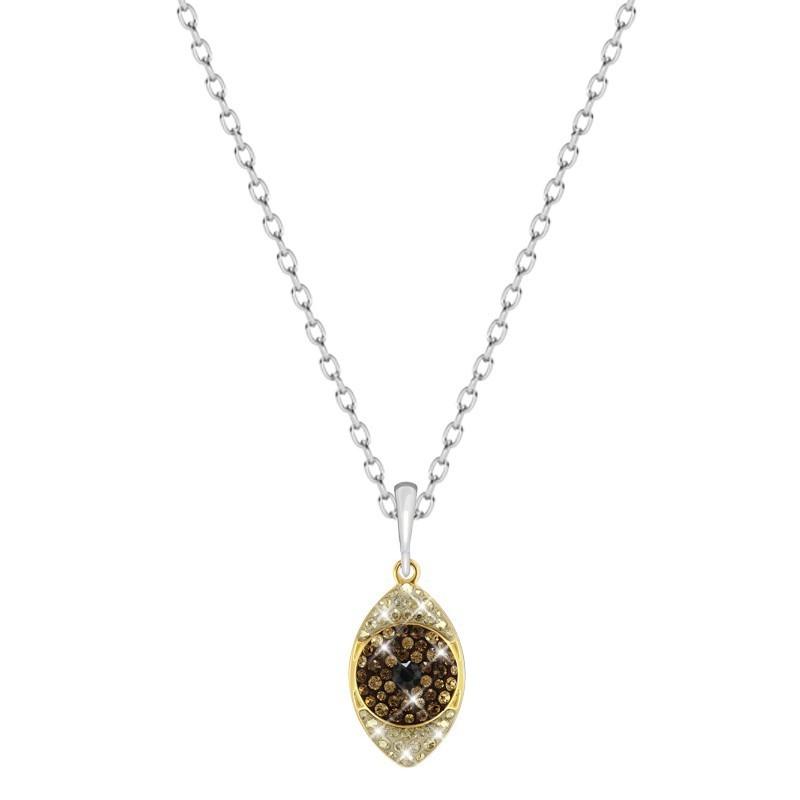 Pave Eye Pendant Necklace Embellished with Austrian Crystals