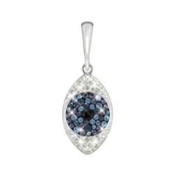 Pave Eye Moon Light + Indicolite + Jet + Montana Pendant Necklace Embellished with Austrian Crystals