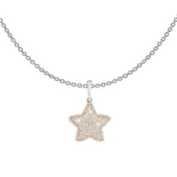 Light Peach + Silk Star Pendant Necklace Embellished with Premium Austrian Crystals