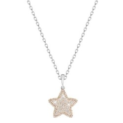 Light Peach + Silk Star Pendant Necklace Embellished with Premium Austrian Crystals