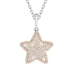 Light Peach + Silk Star Pendant Necklace Embellished with Premium Austrian Crystals