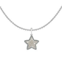 Moon Light + White Opal Star Pendant Necklace Embellished with Premium Austrian Crystals