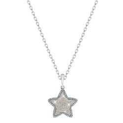 Moon Light + White Opal Star Pendant Necklace Embellished with Premium Austrian Crystals