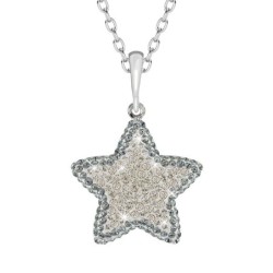 Moon Light + White Opal Star Pendant Necklace Embellished with Premium Austrian Crystals