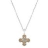 Light Peach Pave Greek Cross Pendant Necklace Embellished with Premium Grade Austrian Crystals