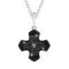 Silver Night Pave Greek Cross Pendant Necklace Embellished with Premium Grade Austrian Crystals