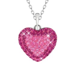 Rose Pave Heart Pendant Necklace Embellished with Premium Grade Austrian Crystals