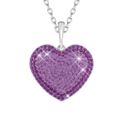 Amethyst Pave Heart Pendant Necklace Embellished with Premium Grade Austrian Crystals