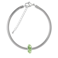 Peridot Fortune Bead Bracelet Embellished with Austrian Crystal