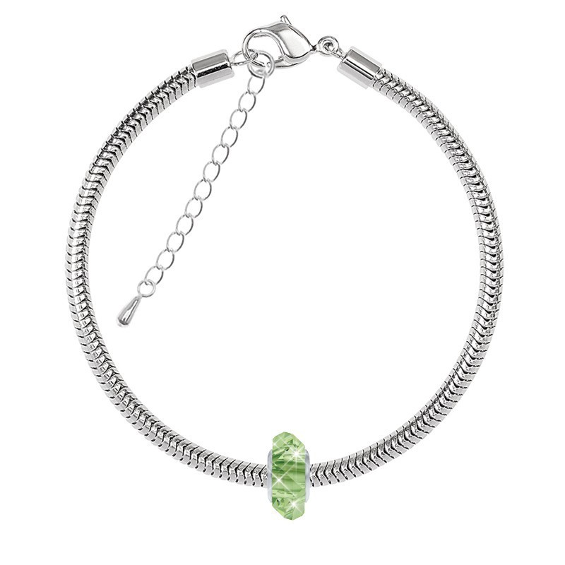 Peridot Fortune Bead Bracelet Embellished with Austrian Crystal