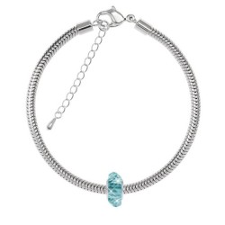 Light Turquoise Fortune Bead Bracelet Embellished with Austrian Crystal