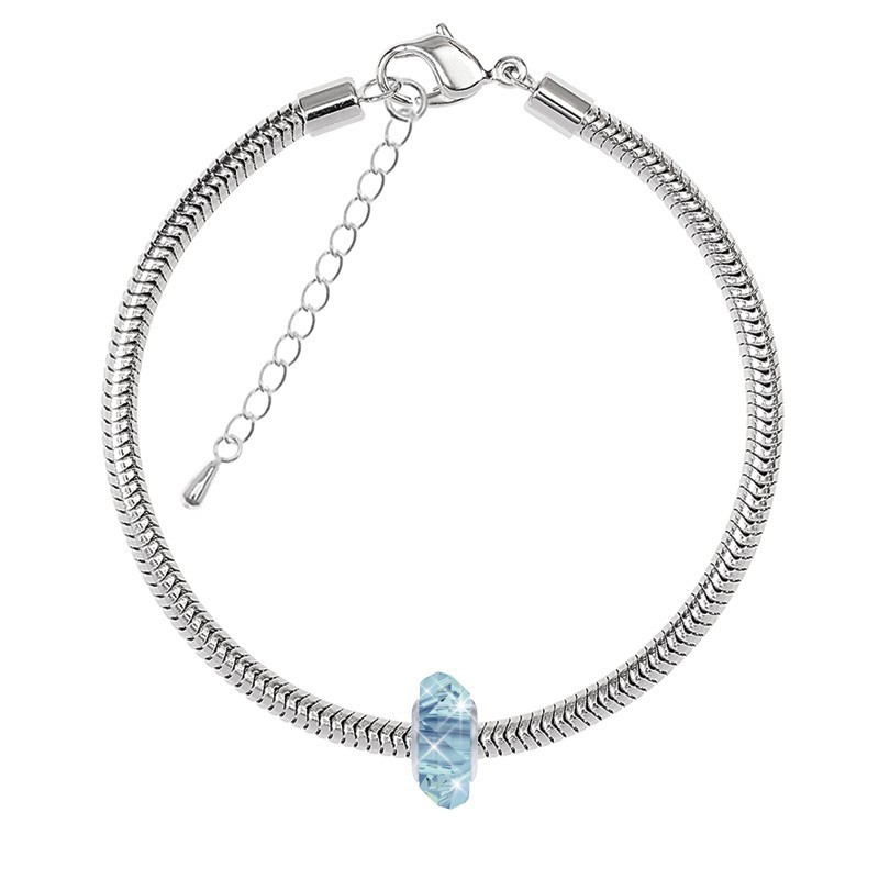 Aquamarine Fortune Bead Bracelet Embellished with Austrian Crystal