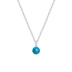 Premium Natural Blue Amazonite Bead Dainty Pendant 925 Silver Plated Necklace