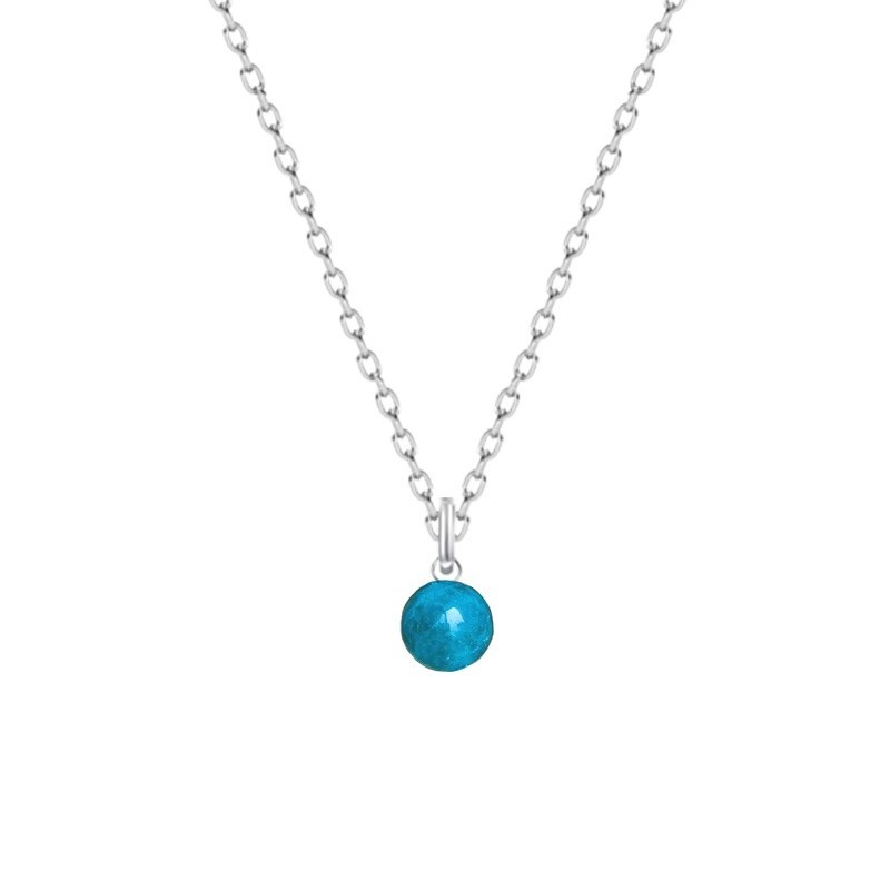 Premium Natural Blue Amazonite Bead Dainty Pendant 925 Silver Plated Necklace