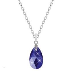 Majestic Blue Pear Shaped Pendant Necklace Embellished with Premium Grade Austrian Crystal