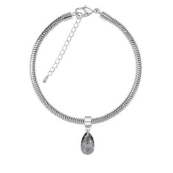 Silver Night Pear Shaped Charm Bracelet Embellished with Austrian Crystal