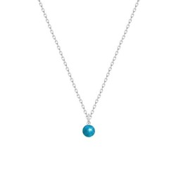 Premium Natural Blue Amazonite Bead Dainty Pendant 925 Silver Plated Necklace