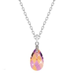 Astral Pink Pear Shaped Pendant Necklace Embellished with Premium Grade Austrian Crystal