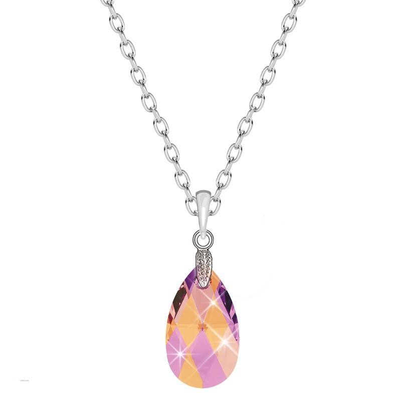 Astral Pink Pear Shaped Pendant Necklace Embellished with Premium Grade Austrian Crystal