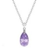 Tanzanite Pear Shaped Pendant Necklace Embellished with Premium Grade Austrian Crystal