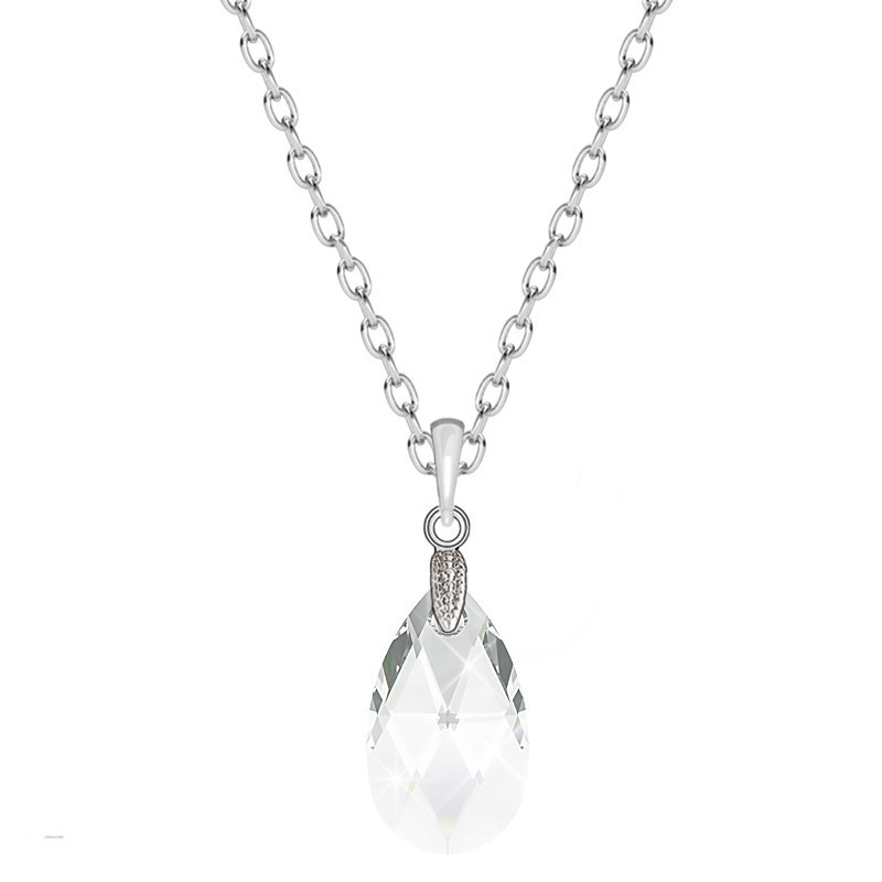 Crystal Clear Pear Shaped Pendant Necklace Embellished with Premium Grade Austrian Crystal