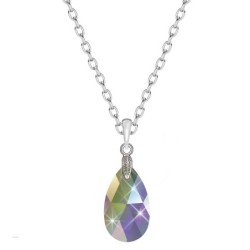 Paradise Shine Pear Shaped Pendant Necklace Embellished with Premium Grade Austrian Crystal