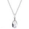 Light Chrome Pear Shaped Pendant Necklace Embellished with Premium Grade Austrian Crystal