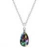 Rainbow Dark Pear Shaped Pendant Necklace Special Embellished with Premium Grade Austrian Crystal