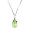 Peridot Pear Shaped Pendant Necklace Embellished with Premium Grade Austrian Crystal