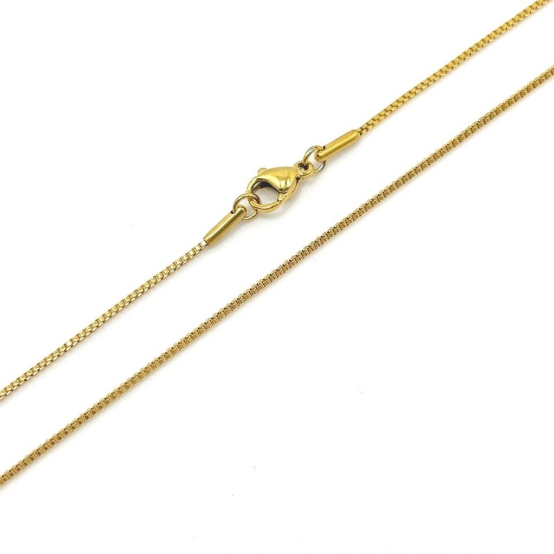 Premium Stainless Steel Gold Plated Slim Box Designer 40cm Necklace Chain (Made in Japan)