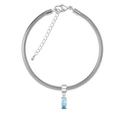 Aquamarine Queen Baguette Charm Bracelet Embellished with Austrian Crystal