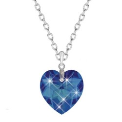 Premium Steel Bermuda Blue Beautiful Heart Necklace Special Embellished With Premium Grade Austrian Crystal