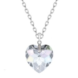 Premium Steel Crystal Aurora Borealis Beautiful Heart Necklace Embellished with Premium Grade Austrian Crystal