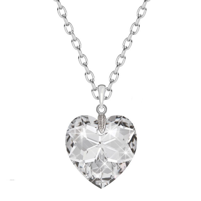 Premium Steel Crystal Clear Beautiful Heart Necklace Embellished with Premium Grade Austrian Crystal