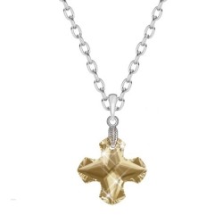 Golden Shadow Greek Cross Pendant Necklace Embellished with Premium Grade Austrian Crystal