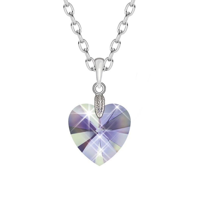 Vitrail Light XILION Crystal Vitrail Light Heart 14mm Pendant Necklace Embellished with Austrian Crystal