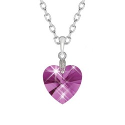 XILION Fuchsia Heart 14mm Pendant Necklace Embellished with Austrian Crystals