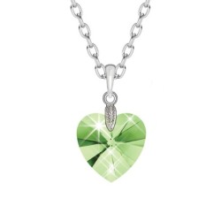 XILION Peridot Heart 14mm Pendant Necklace Embellished with Austrian Crystals