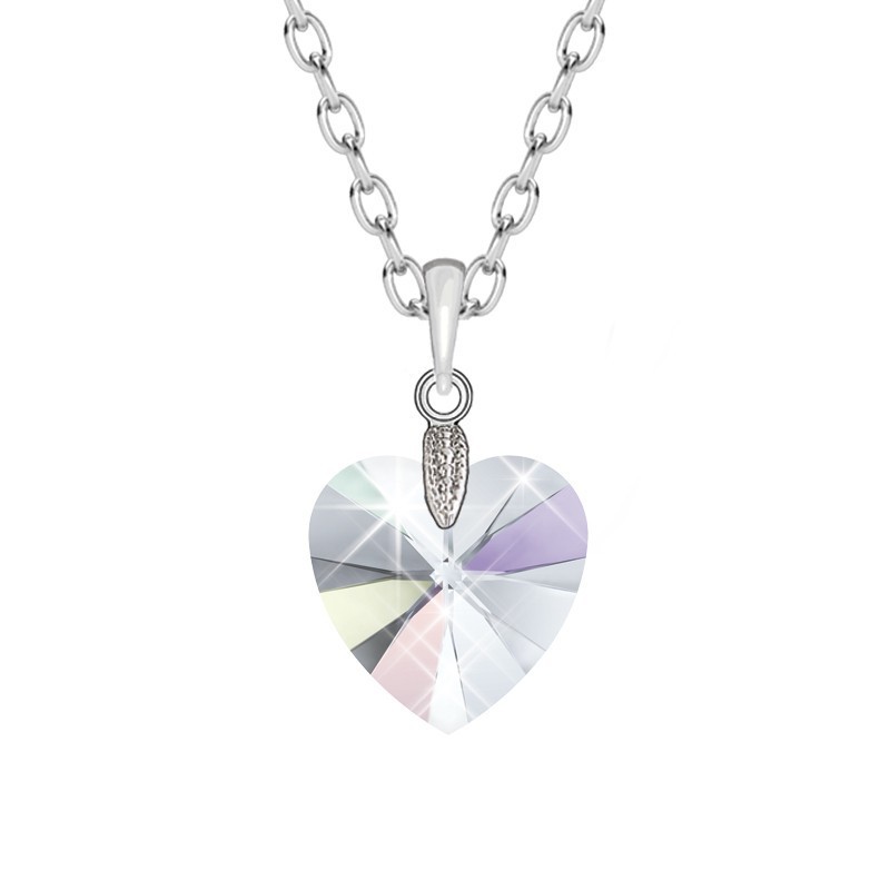 XILION Crystal AB Heart 14mm Pendant Necklace Embellished with Austrian Crystals