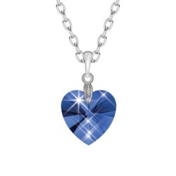 XILION Sapphire Heart 14mm Pendant Necklace Embellished with Austrian Crystals